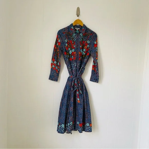 Tucker Blue and Red Floral Allyson Midi Dress - Picture 2 of 8
